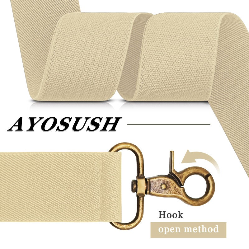 AYOSUSH أيو سوش حمالات عتيقة للرجال قوية التحمل 4 خطافات ضغط لحلقات الحزام قابلة للتعديل على شكل X (بيج، مقاس واحد) - Image 4